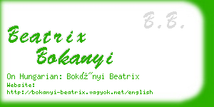 beatrix bokanyi business card